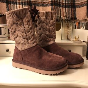 Uggs - Suede Bottom, Sweater Top, Bow on Back